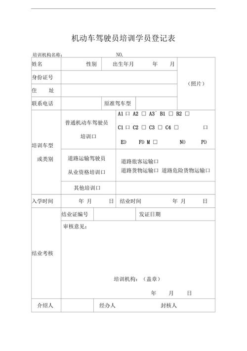 普通机动车驾驶员培训学员登记表详解与报名指南